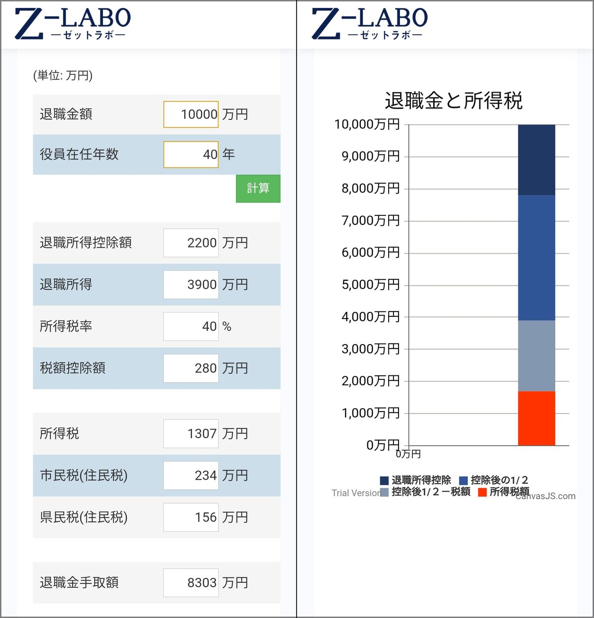 退職金計算ツール